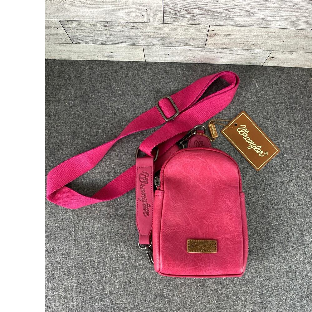 WRANGLER HOT PINK Sling Crossbody Chest Bag Travel Purse NWT Vegan